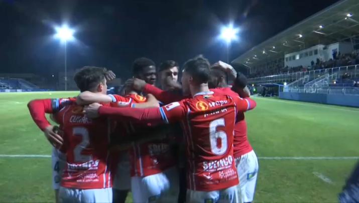 El Coria celebra el segundo gol del partido
