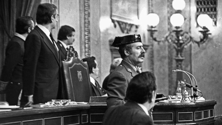 Antonio Tejero durante el intento de golpe de Estado el 23 de febrero de 1981