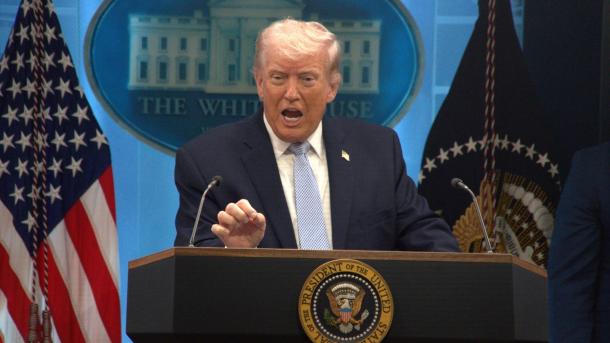 Donald Trump, presidente de los Estados Unidos, durante una conferencia de prensa en la Casa Blanca