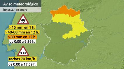 Alerta naranja en el norte de Cáceres