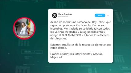 Felipe VI expresa su apoyo ante los incendios en Extremadura