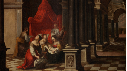 La Natividad de la Virgen, óleo sobre lienzo que ilustra los décimos de lotería