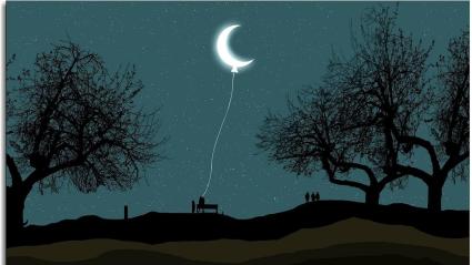 Paisaje nocturno con luna