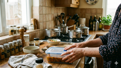 Manos preparan un taper