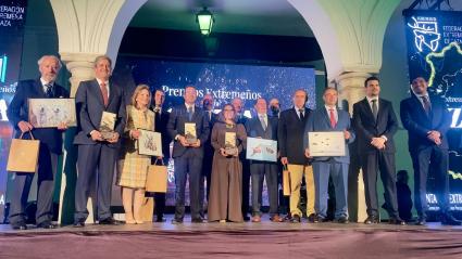 Galardonados en los II Premios Extremeños de la Caza, gala que se ha celebrado en Llerena