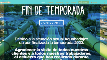 Página web de AquaBadajoz donde anuncian el fin de temporada