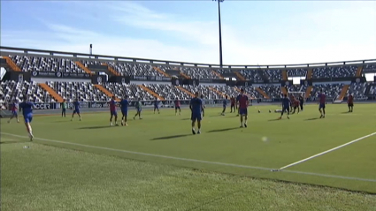 La plantilla del Badajoz en el primer entrenamiento de pretemporada