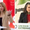 Piedad Álvarez, portavoz del PSOE de Extremadura, e Irene de Miguel, portavoz de Unidas por Extremadura