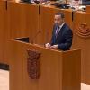 Óscar Fernández, portavoz de Vox Extremadura, durante la sesión de investidura de María Guardiola
