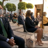 Los portavoces políticos en la Asamblea han ocupado un mismo espacio dentro del Patio de los Naranjos, escenario de la ceremonia. Cayetano Polo, Lara Garlito, Cristina Teniente e Irene de Miguel.