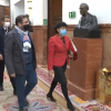 Llegada al Congreso de la ministra de Educación, Isabel Celaá, para participar en el debate de la nueva reforma educativa.