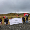 Protesta en el parque eólico de Plasencia.