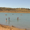 Algunos de los participantes disfrutando de las actividades del I Festival del Agua en Alange
