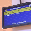 Pantalla informativa con vuelos de Volotea hacia Mallorca