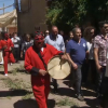 Momento de la procesión en Helechosa de los Montes (Badajoz)