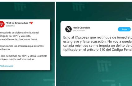 El PSOE extremeño denuncia amenazas instigadas por la derecha y María Guardiola pide una rectificación