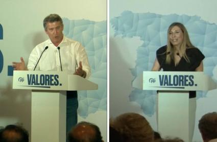 La presidenta de la Junta de Extremadura, María Guardiola, y el presidente del PP, Alberto Núñez Feijóo, en un acto del partido en Cáceres