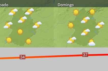 Mapa de previsión del sábado 14 y domingo 15 de junio
