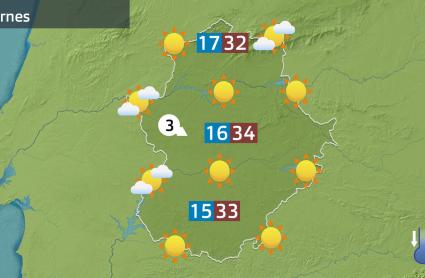 Mapa de previsión del viernes 18 de julio