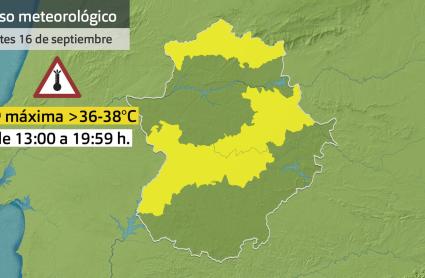 Mapa de avisos para el martes 16 de septiembre