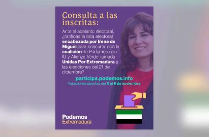 Cartel de participación de Podemos Extremadura.
