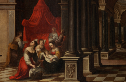 La Natividad de la Virgen, óleo sobre lienzo que ilustra los décimos de lotería