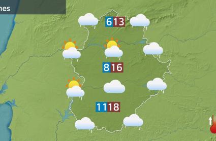 Mapa de previsión del lunes 9 de febrero