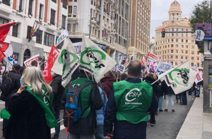 Funcionarios extremeños en la protesta de Madrid