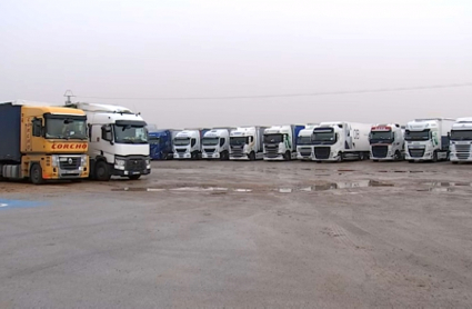 Camiones parados en huelga