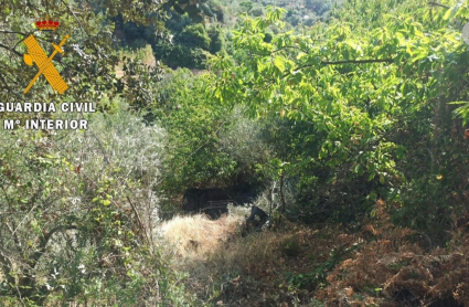 Imagen del vehículo en el barranco de Nuñomoral