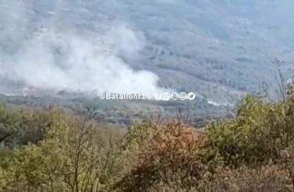 Imagen del incendio en el término municipal de Casas del Castañar