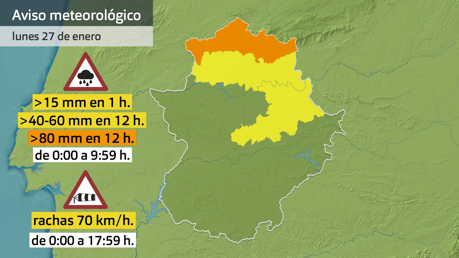 Alerta naranja en el norte de Cáceres