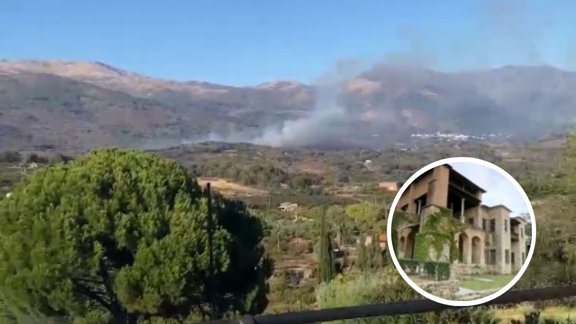 Monasterio de Yuste e incendio forestal en Cuacos de Yuste