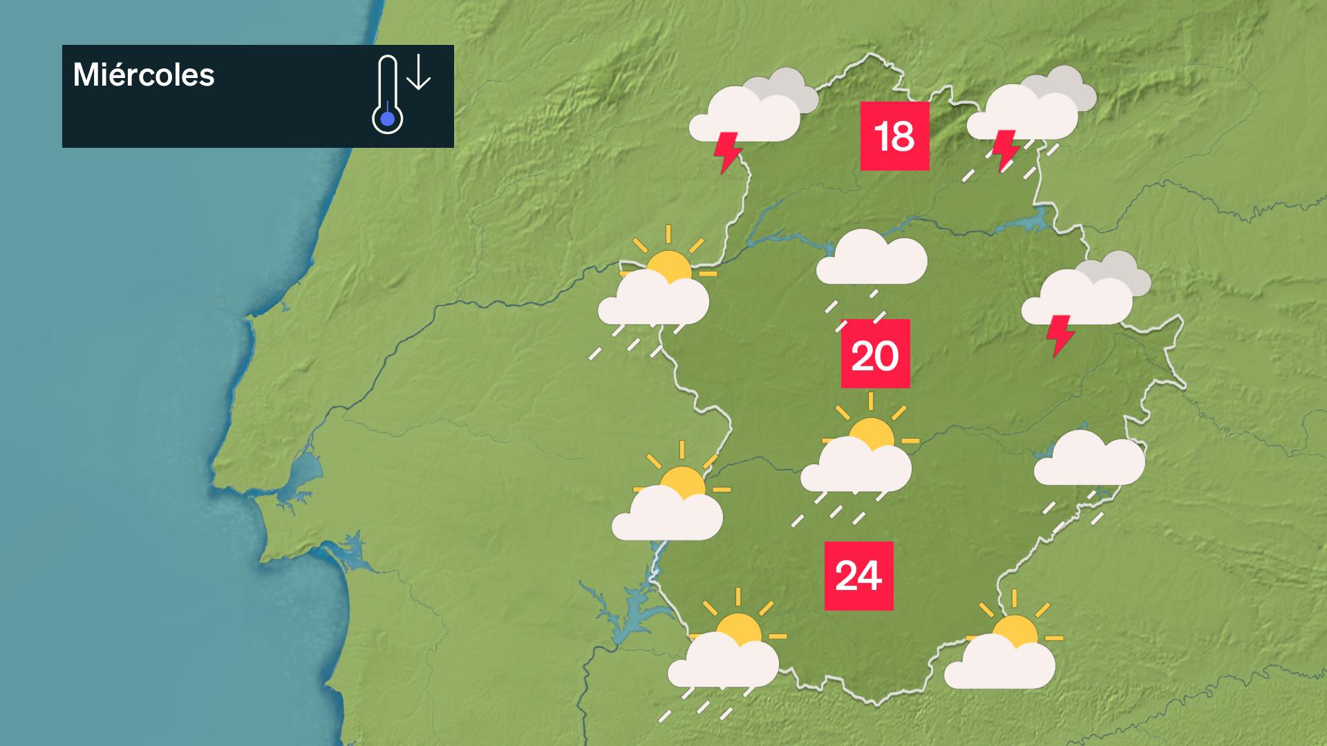 La previsión del tiempo para el miércoles 29 de abril