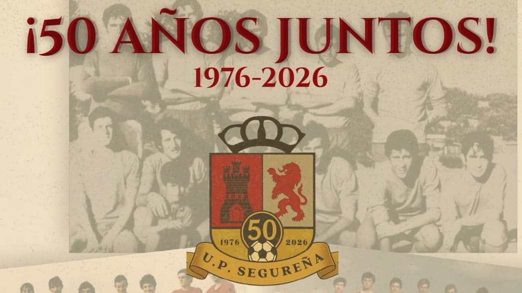 Parte del cartel conmemorativo del cincuenta aniversario de la UP Segureña
