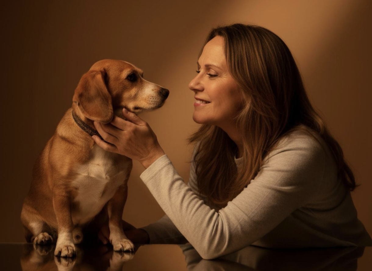 La doctora veterinaria María José Burgos junto a su perrita Lili