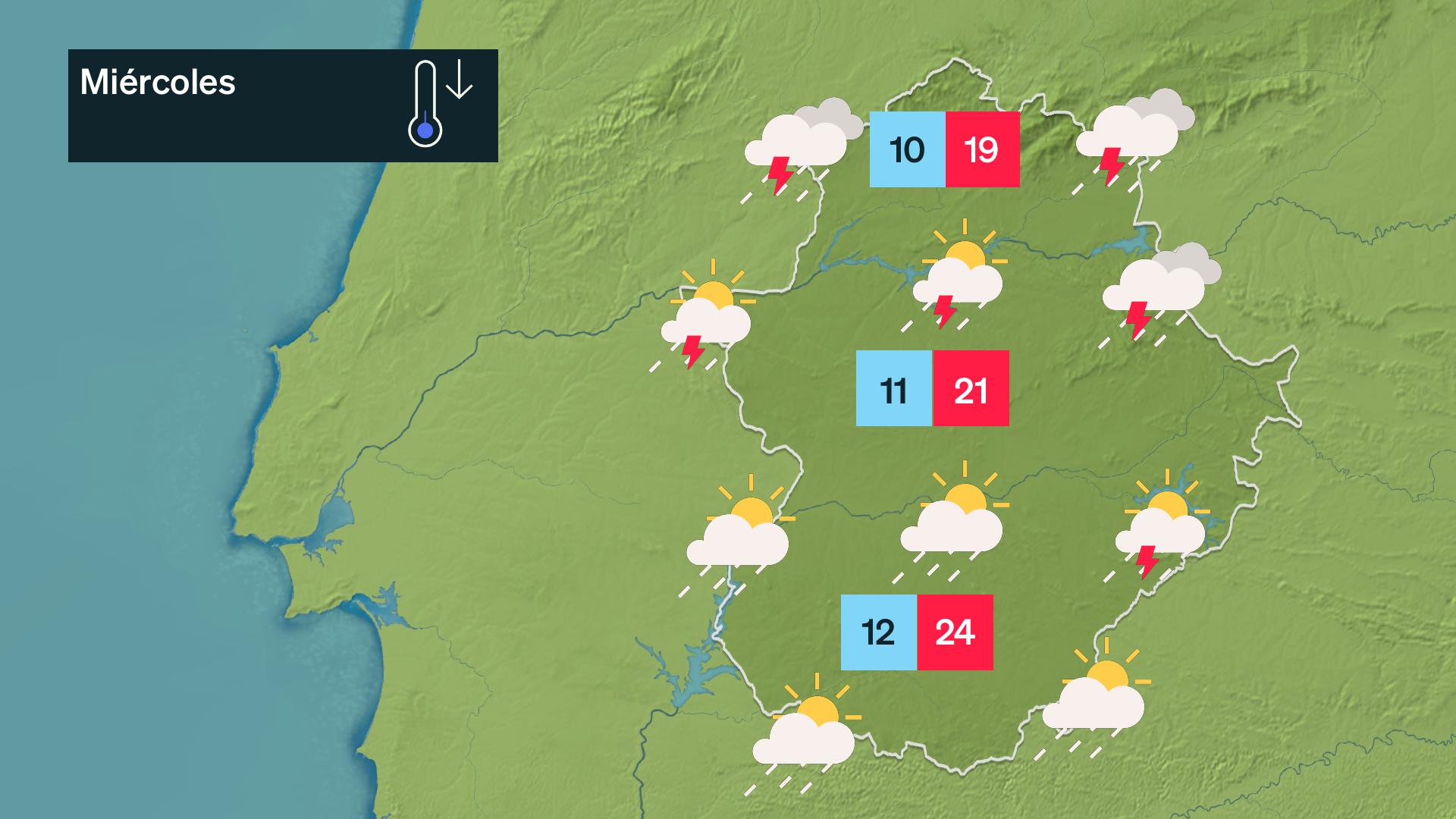 La previsión del tiempo para el miércoles 29 de abril
