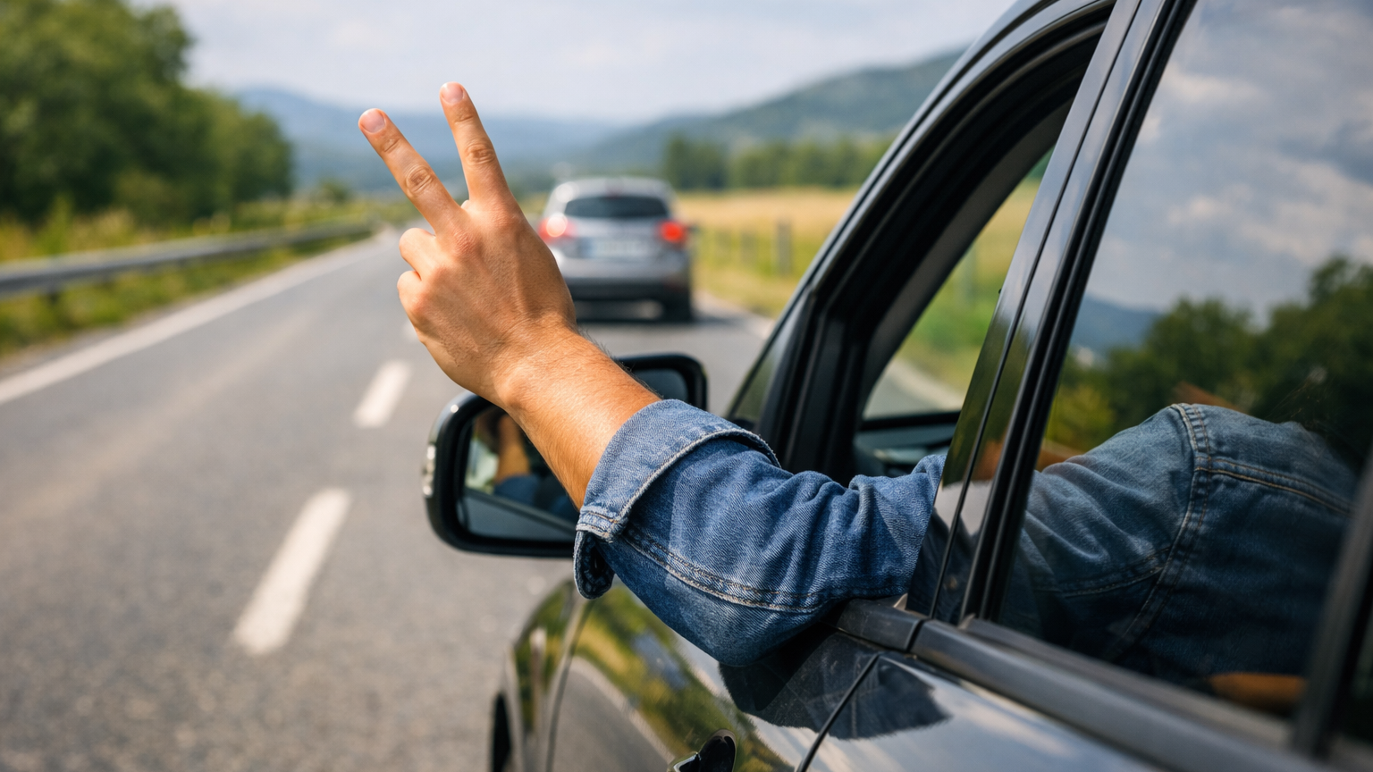 Conductor circulando con brazo por fuera