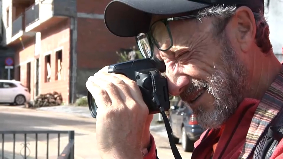 Manuel Calderón, durante su reto de recorrer Extremadura a pie