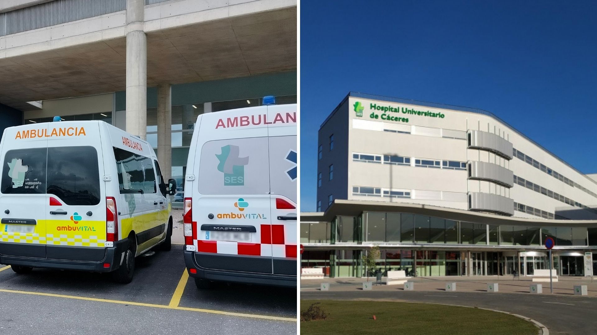 Servicio de ambulancias y Hospital Universitario de Cáceres