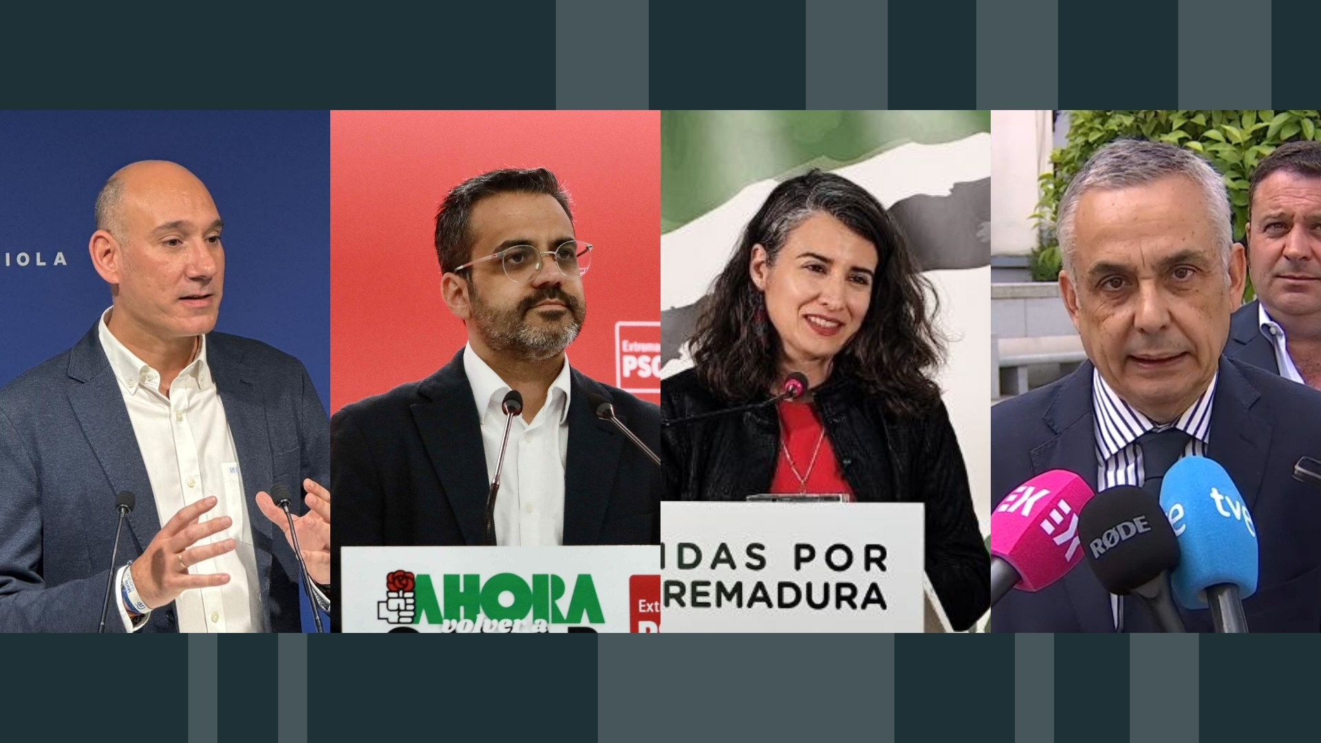 Portavoces de los cuatro partidos políticos con representación en la Asamblea de Extremadura