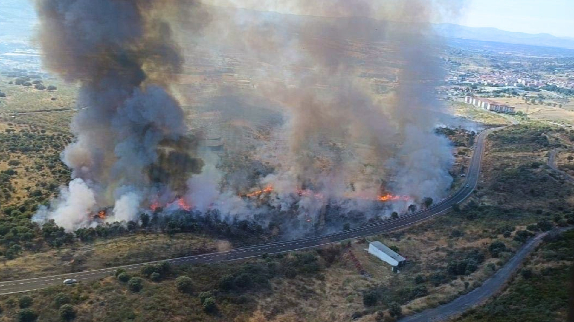 Incendio forestal entre Plasencia y Malpartida de Plasencia