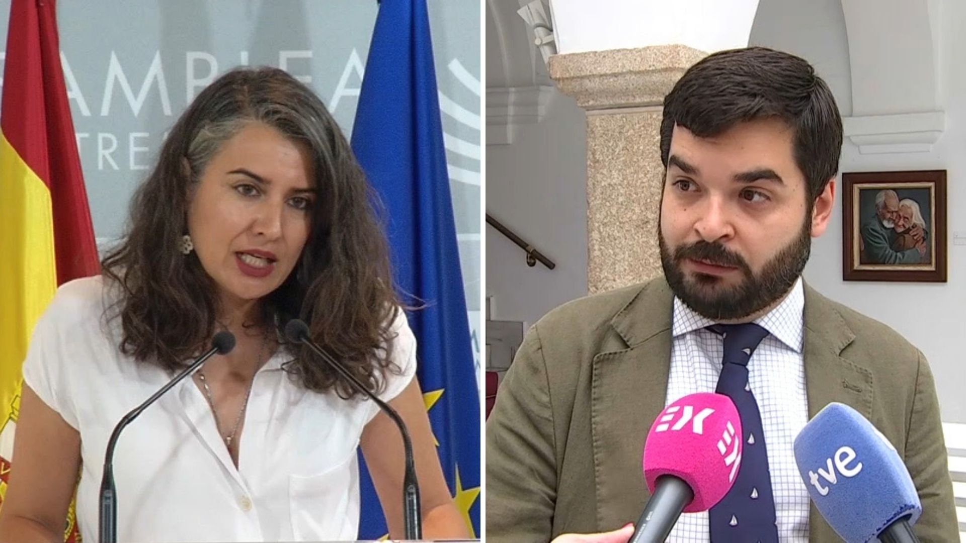 Irene de Miguel, de Unidas por Extremadura, y Eliseo Fernández, de Vox