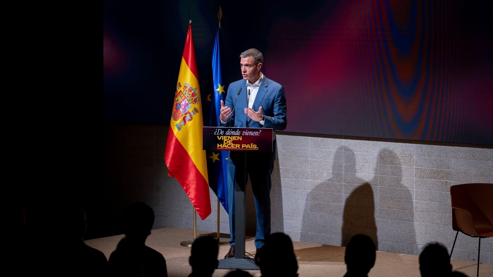El presidente del Gobierno, Pedro Sánchez, durante la presentación del Plan de Integración y Ciudadanía y de la campaña institucional ‘¿De dónde vienen? Vienen de hacer país’