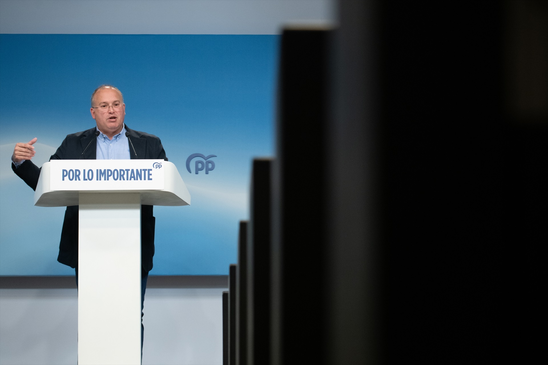 El secretario general del PP, Miguel Tellado, durante una rueda de prensa