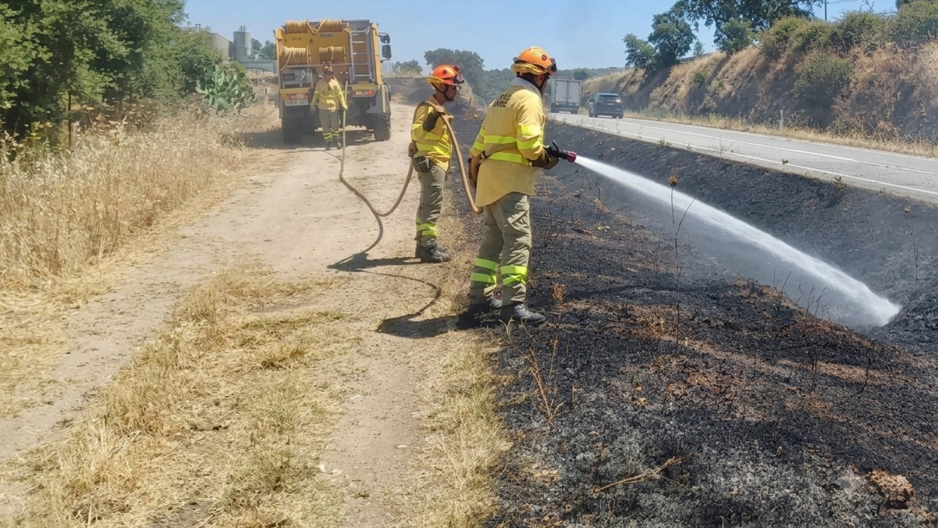 Efectivos del Plan Infoex trabajan en la extinción de un incendio
