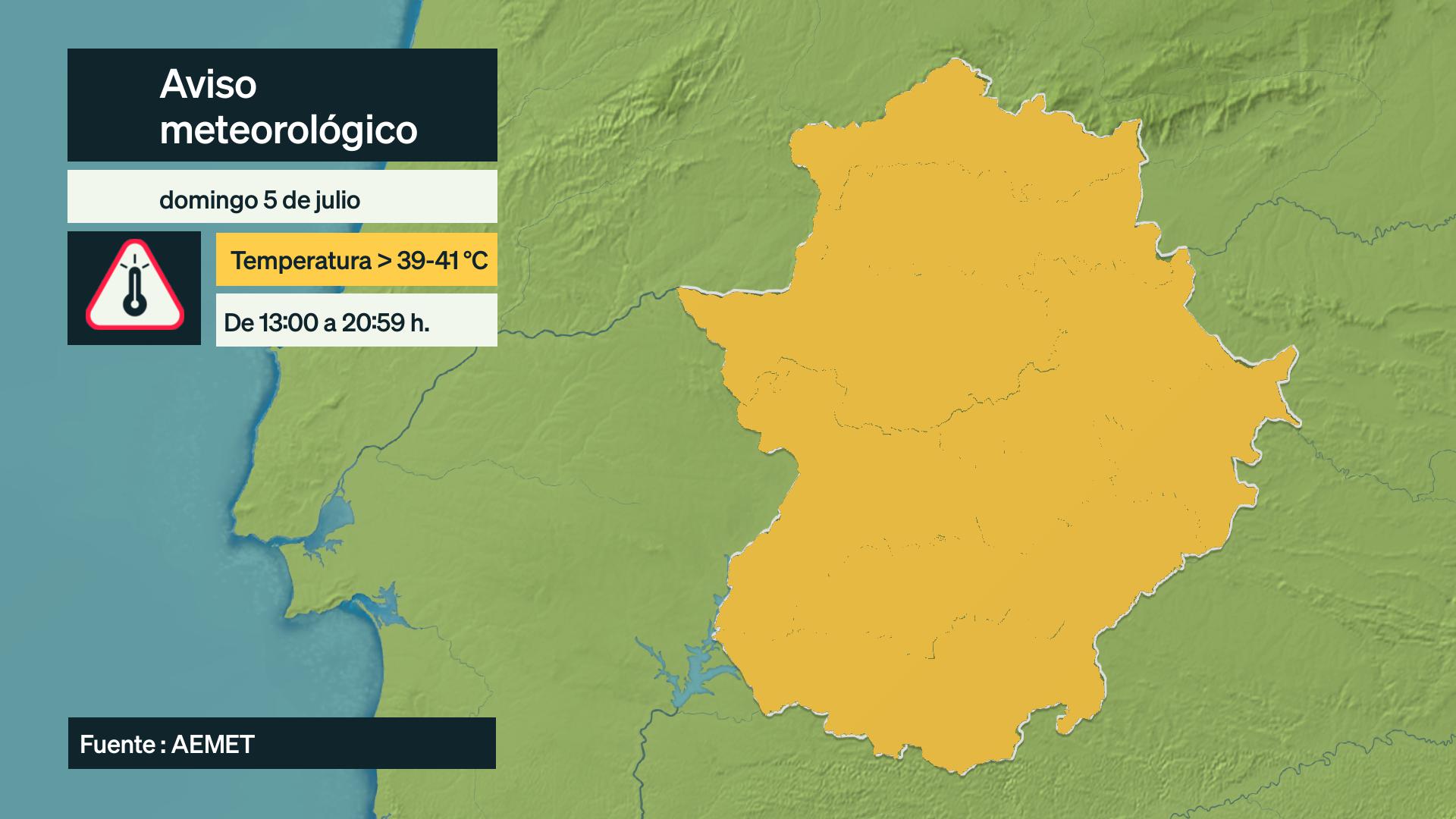 Aviso meteorológico del domingo 5 de julio