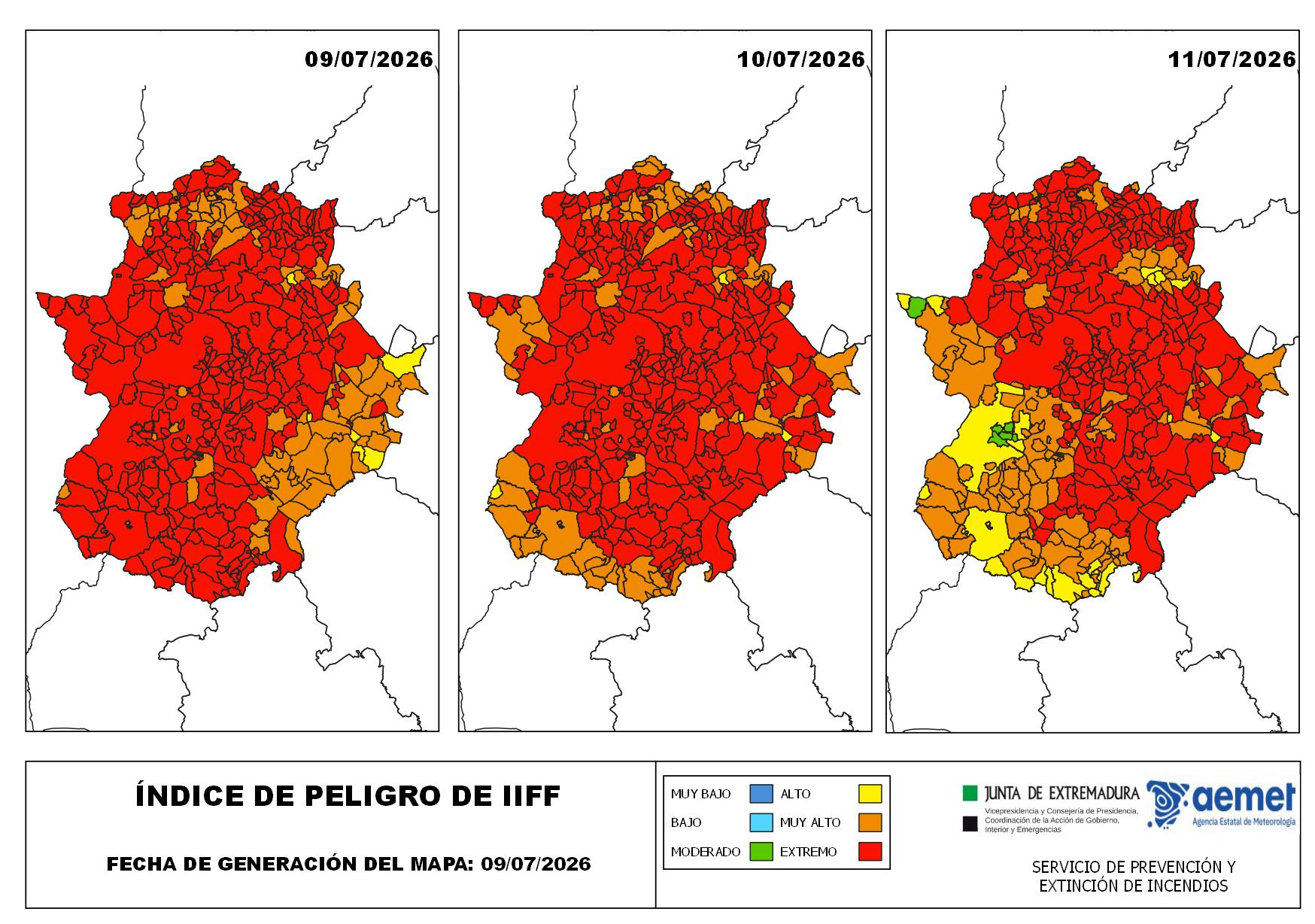 Mapa de riesgo de incendios.