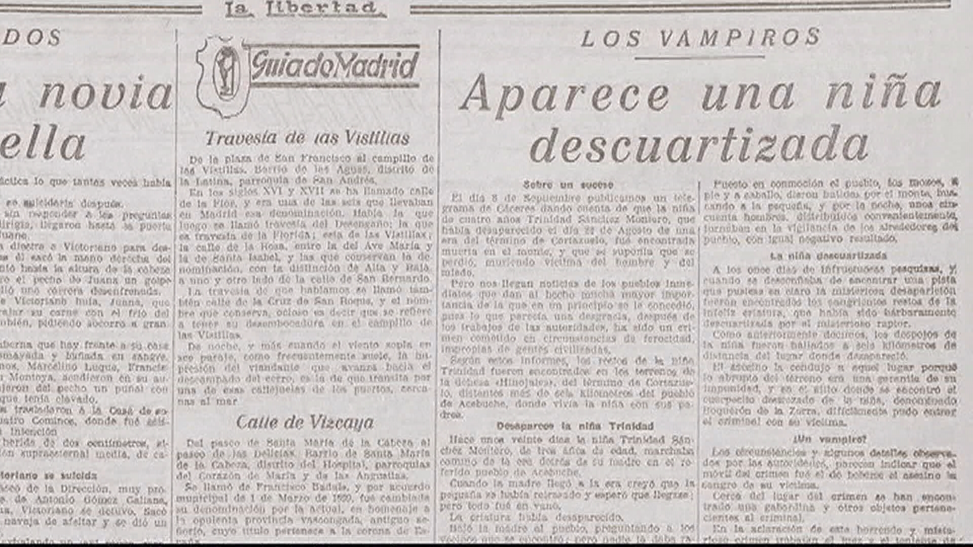 En el verano de 1925, la pequeña Trinidad Sánchez Montero desapareció en Acehúche sin dejar rastro. Era el 22 de agosto y durante días vecinos y autoridades recorrieron caminos, campos y dehesas en busca de la niña.