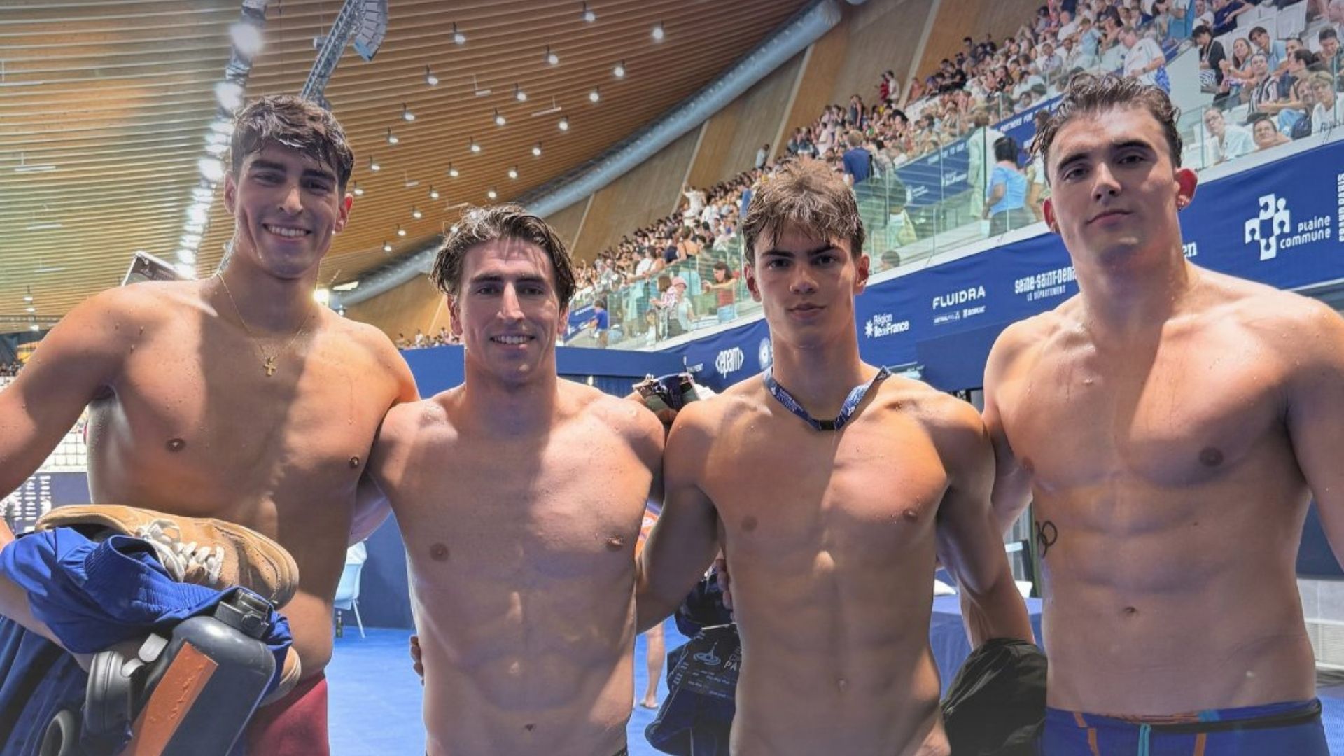 Equipo español  de relevo en el Europeo de París